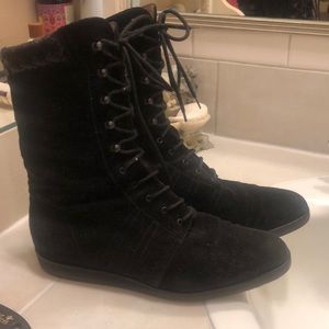 Bottega Veneta suede lace up mid calf boot